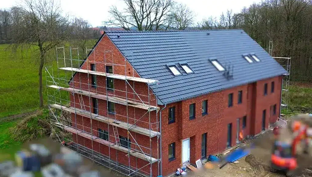 Oppenhome Immobilien - Reiheneckhaus mit großzügigem Garten und hoher Energieeffizienz - Seiten- Vorderansicht